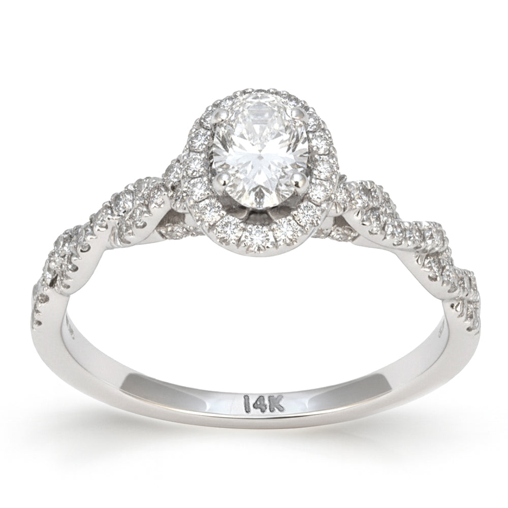 SPECIAL! .82ct G SI 14kt White Gold Oval Diamond Infinity Band Engagement Ring Size 6.5