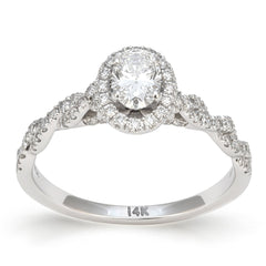 SPECIAL! .82ct G SI 14kt White Gold Oval Diamond Infinity Band Engagement Ring Size 6.5