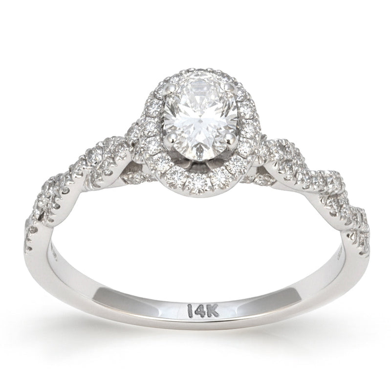 SPECIAL! .82ct G SI 14kt White Gold Oval Diamond Infinity Band Engagement Ring Size 6.5