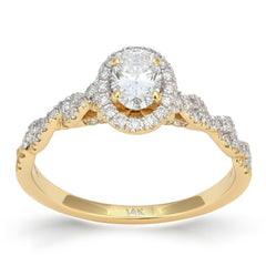 SPECIAL! .82ct G SI 14kt Yellow Gold Oval Diamond Infinity Band Engagement Ring Size 6.5
