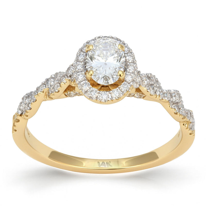 SPECIAL! .82ct G SI 14kt Yellow Gold Oval Diamond Infinity Band Engagement Ring Size 6.5