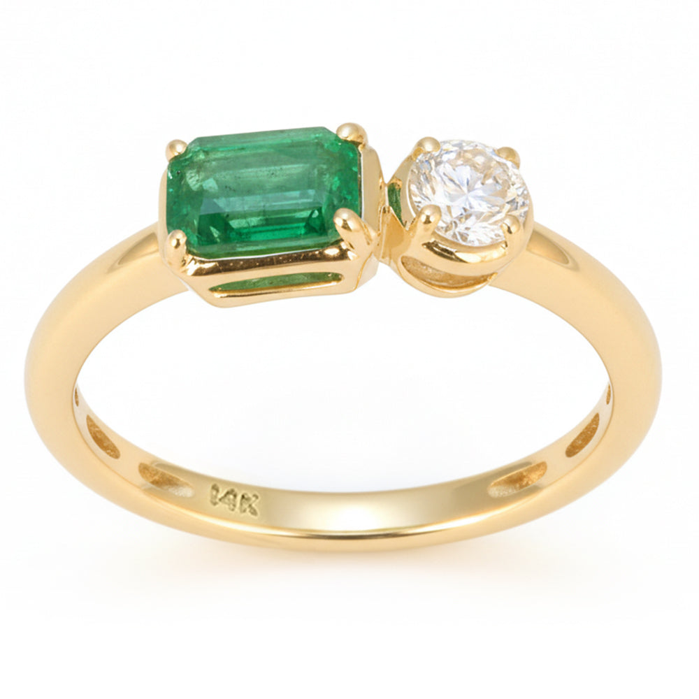 SPECIAL! .83ct G SI 14kt Yellow Gold Emerald & Diamond Ring Size 6.5
