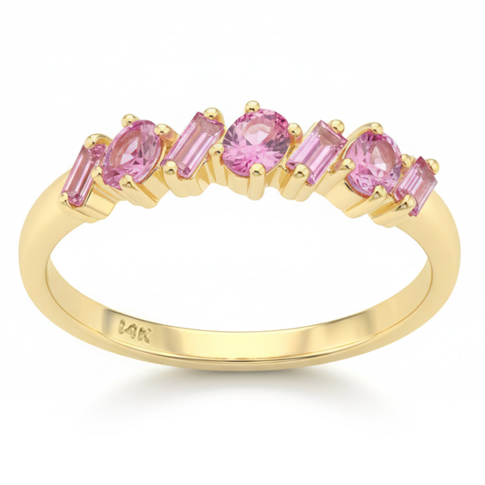 SPECIAL! .65ct G SI 14kt Yellow Gold Pink Sapphire Gemstone Band Ring Size 6.5