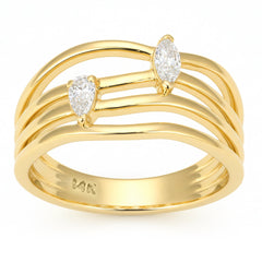 SPECIAL! .20ct G SI 14kt Yellow Gold Pear & Marquise Diamond Modern Band Ring Size 6.5
