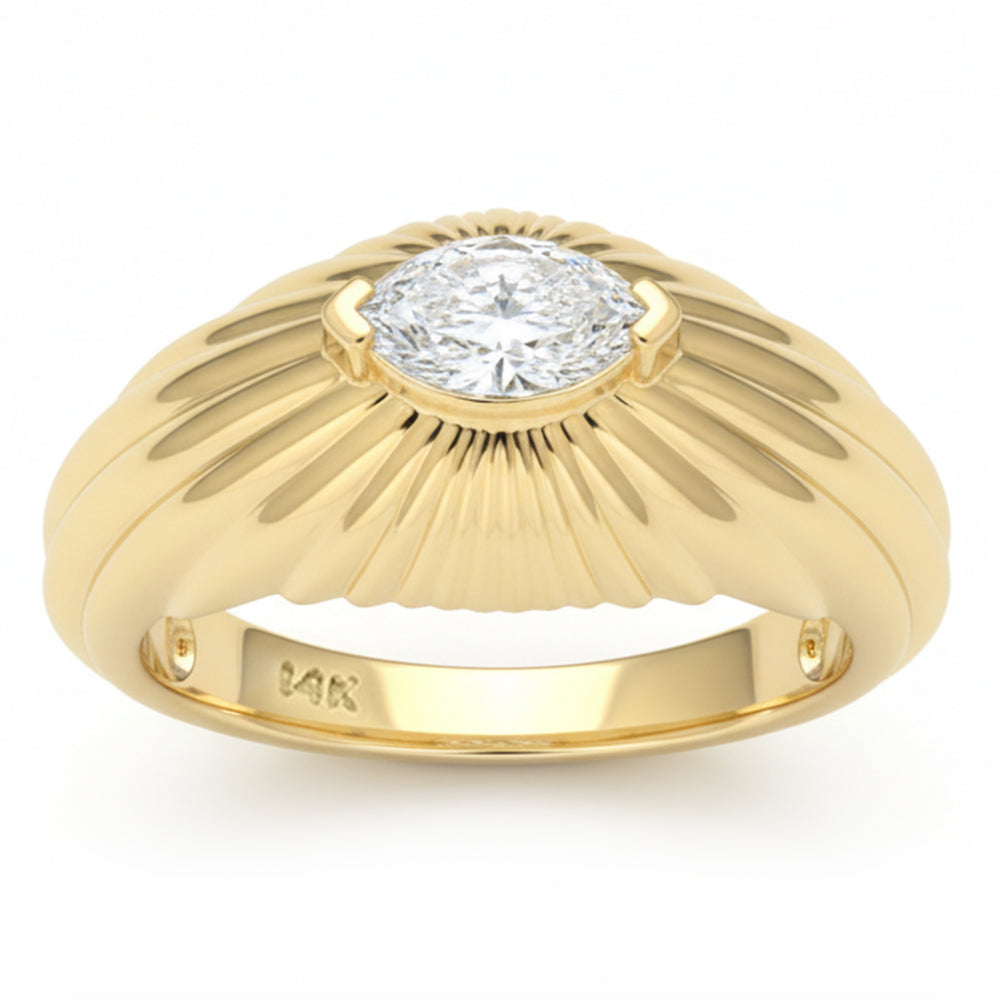 SPECIAL! .47ct G SI 14kt Yellow Gold Marquise Cut Diamond Modern Band Ring Size 6.5