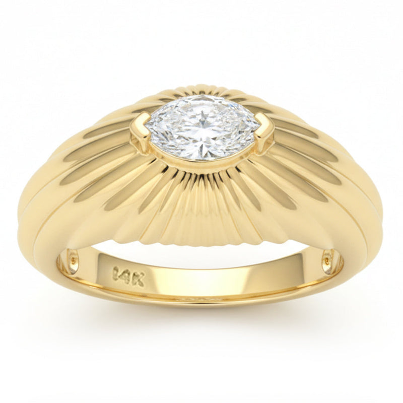 SPECIAL! .47ct G SI 14kt Yellow Gold Marquise Cut Diamond Modern Band Ring Size 6.5