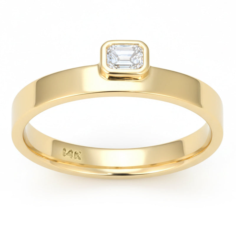 SPECIAL! .15ct G SI 14kt Yellow Gold Emerald Cut Diamond Bezel set Ring Size 6.5