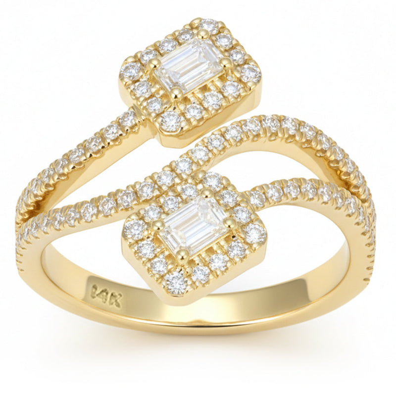 SPECIAL! .75ct G SI 14kt Yellow Gold Emerald Cut Wrap Around Diamond Ring Size 6.5
