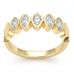 SPECIAL! .55ct G SI 14kt Yellow Gold Marquise Diamond Bezel set Half Eternity Ring Size 6.5