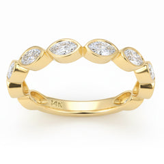 SPECIAL! .85ct G SI 14kt Yellow Gold Marquise Diamond Bezel set Half Eternity Band Ring Size 6.5