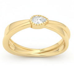 SPECIAL! .17ct G SI 14kt Yellow Gold Pear Diamond Bezel Set Modern Ring Size 6.5