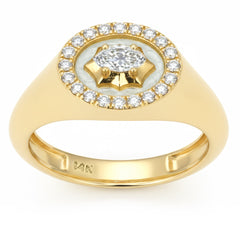 SPECIAL! .34ct G SI 14kt Yellow Gold Marquise Shape Diamond Modern Signet Ring Size 6.5