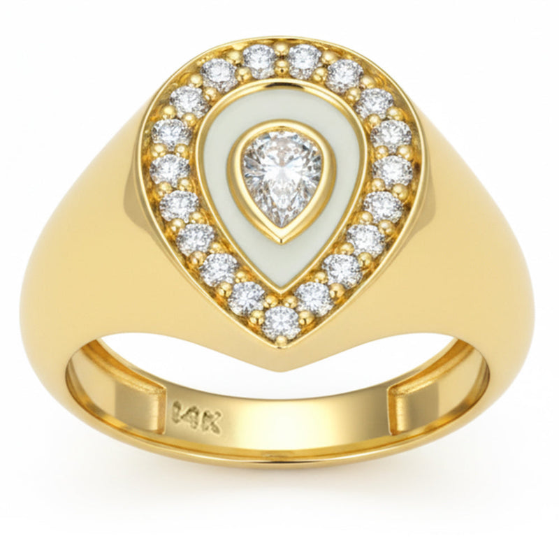 SPECIAL! .52ct G SI 14kt Yellow Gold Diamond Pear shape Signet Ring Size 6.5
