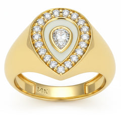 SPECIAL! .52ct G SI 14kt Yellow Gold Diamond Pear shape Signet Ring Size 6.5