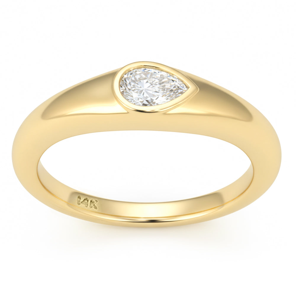 SPECIAL! .30ct G SI 14kt Yellow Gold Pear Cut Diamond Bezel set Band Ring Size 6.5