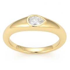 SPECIAL! .30ct G SI 14kt Yellow Gold Pear Cut Diamond Bezel set Band Ring Size 6.5