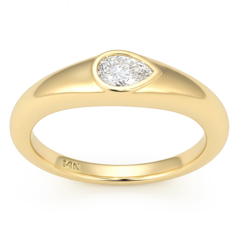 SPECIAL! .30ct G SI 14kt Yellow Gold Pear Cut Diamond Bezel set Band Ring Size 6.5
