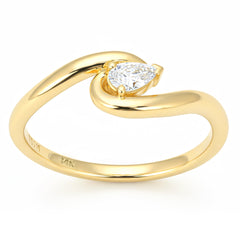 SPECIAL! .15ct G SI 14kt Yellow Gold Pear Diamond Wave Ring Size 6.5