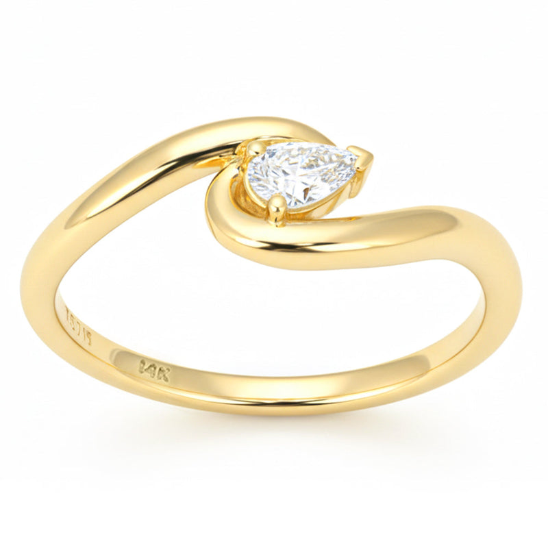 SPECIAL! .15ct G SI 14kt Yellow Gold Pear Diamond Wave Ring Size 6.5