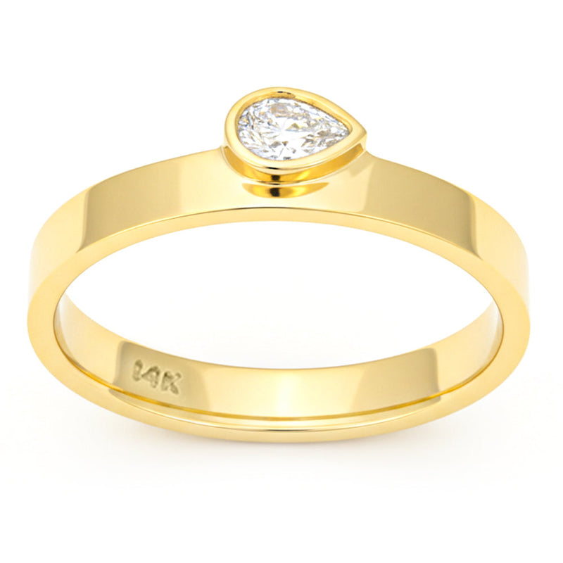 SPECIAL! .15ct G SI 14kt Yellow Gold Pear Cut Diamond Bezel set Band Ring Size 6.5
