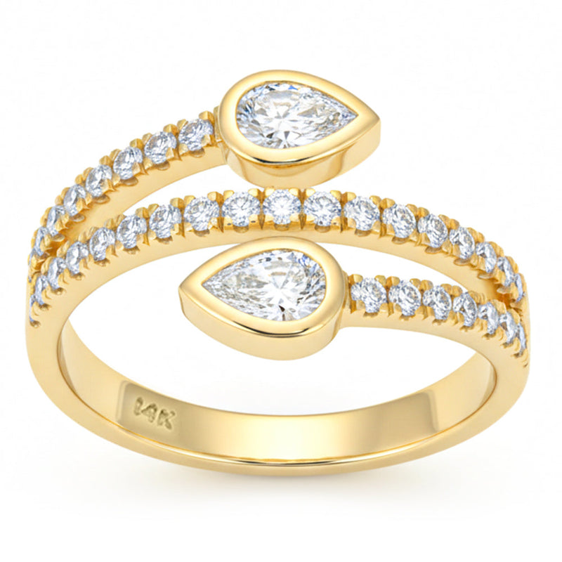 SPECIAL! .70ct G SI 14kt Yellow Gold Pear Diamond Wrap Around Bezel set Ring Size 6.5