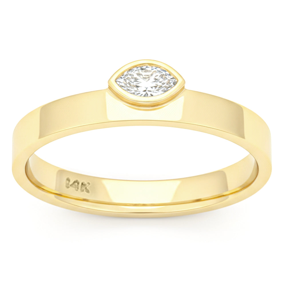 SPECIAL! .15ct G SI 14kt Yellow Gold Marquise Diamond Bezel set Band Ring Size 6.5