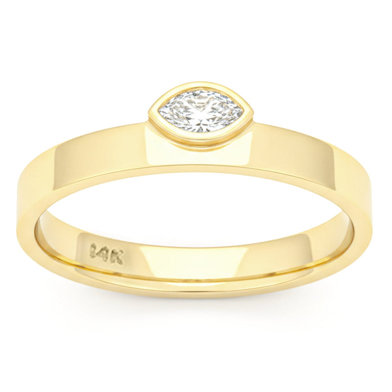 SPECIAL! .15ct G SI 14kt Yellow Gold Marquise Diamond Bezel set Band Ring Size 6.5