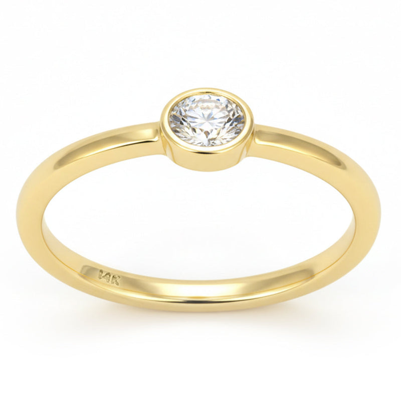 SPECIAL! .19ct G SI 14kt Yellow Gold Oval Diamond Bezel set Band Ring Size 6.5