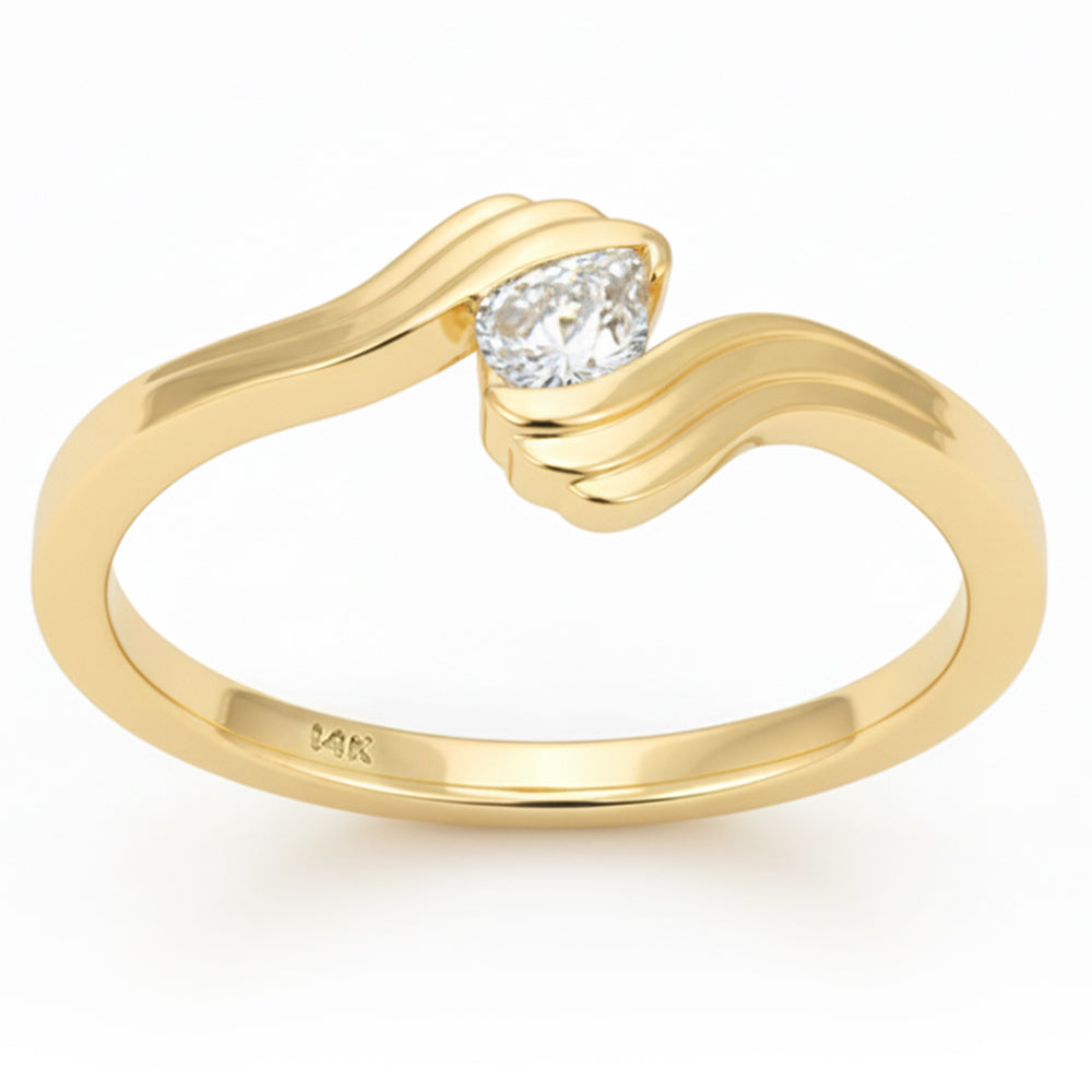 SPECIAL! .15ct G SI 14kt Yellow Gold Pear Diamond Wave Ring Size 6.5