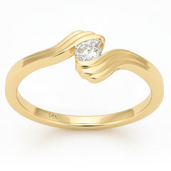 SPECIAL! .15ct G SI 14kt Yellow Gold Pear Diamond Wave Ring Size 6.5