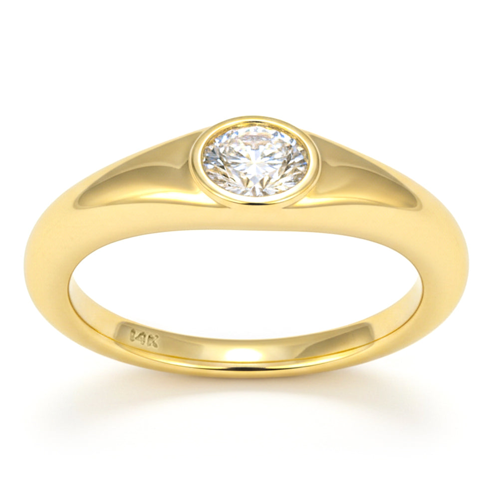 SPECIAL! .34ct G SI 14kt Yellow Gold Oval Diamond Bezel Set Band Ring Size 6.5
