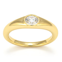 SPECIAL! .34ct G SI 14kt Yellow Gold Oval Diamond Bezel Set Band Ring Size 6.5