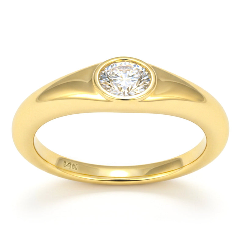 SPECIAL! .34ct G SI 14kt Yellow Gold Oval Diamond Bezel Set Band Ring Size 6.5