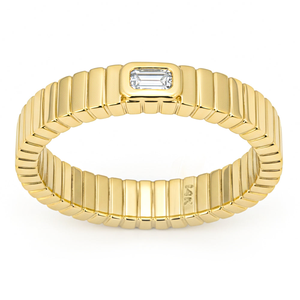 SPECIAL! .15ct G SI 14kt Yellow Gold Emerald Cut Diamond Bezel set Band Ring Size 6.5