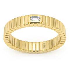SPECIAL! .15ct G SI 14kt Yellow Gold Emerald Cut Diamond Bezel set Band Ring Size 6.5