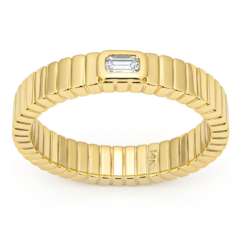 SPECIAL! .15ct G SI 14kt Yellow Gold Emerald Cut Diamond Bezel set Band Ring Size 6.5