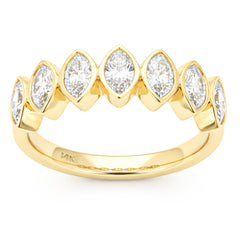 SPECIAL! 1.05ct G SI 14kt Yellow Gold Marquise Diamond Bezel set Half Eternity Band Ring Size 6.5
