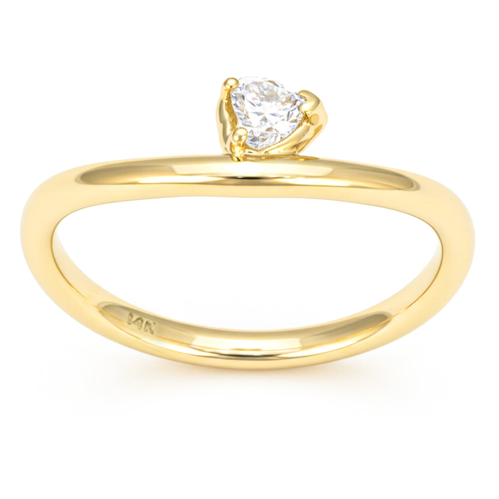 SPECIAL! .17ct G SI 14kt Yellow Gold Heart Shaped Diamond Band Ring Size 6.5