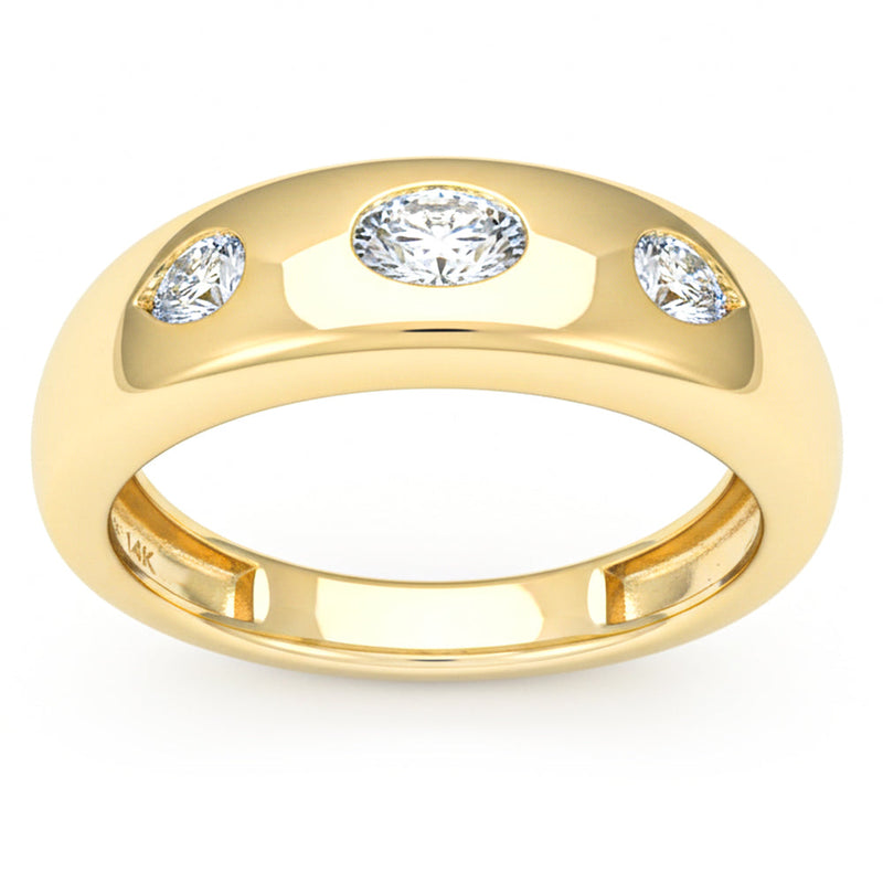 SPECIAL! .40ct G SI 14kt Yellow Gold Oval Diamond Dome Bezel Set Band Ring Size 6.5
