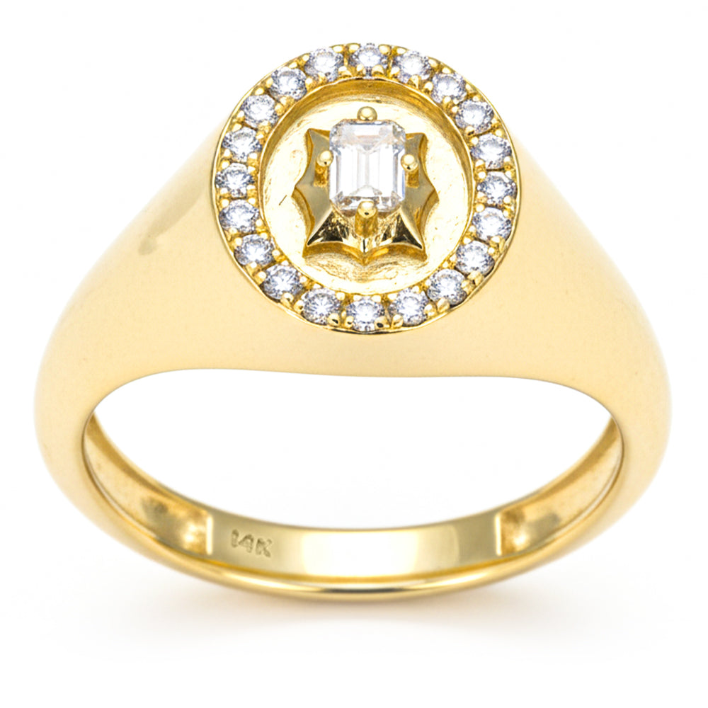 SPECIAL! .33ct G SI 14kt Yellow Gold Emerald Cut Diamond Modern Signet Ring Size 6.5