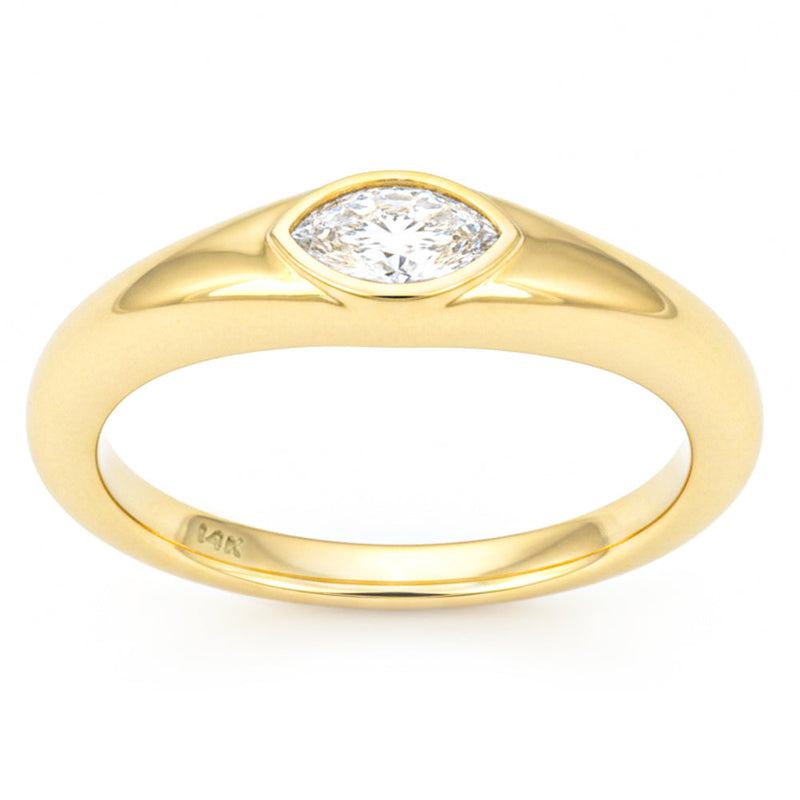 SPECIAL! .30ct G SI 14kt Yellow Gold Marquise Diamond Bezel set Ring Size 6.5