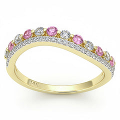 SPECIAL! .56ct G SI 14kt Yellow Gold Diamond & Pink Sapphire Gemstone Band Ring Size 6.5