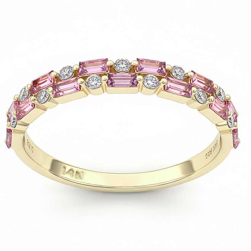 SPECIAL! .63ct G SI 14kt Yellow Gold Pink Sapphire & Diamond Ring Size 6.5
