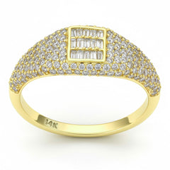 SPECIAL! .71ct G SI 14kt Yellow Gold Round & Baguette Diamond Ring Size 6.5