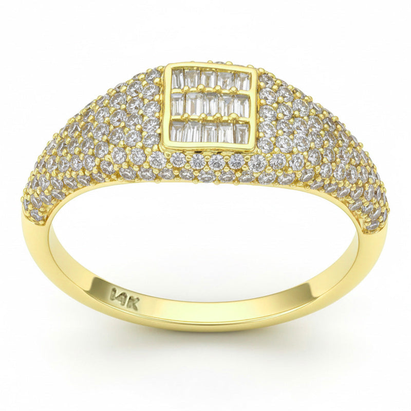 SPECIAL! .71ct G SI 14kt Yellow Gold Round & Baguette Diamond Ring Size 6.5