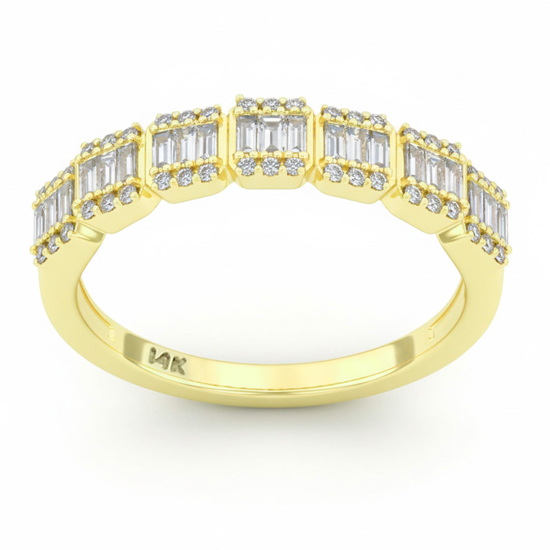 SPECIAL! .46ct G SI 14kt Yellow Gold Round & Baguette Diamond Band Ring Size 6.5