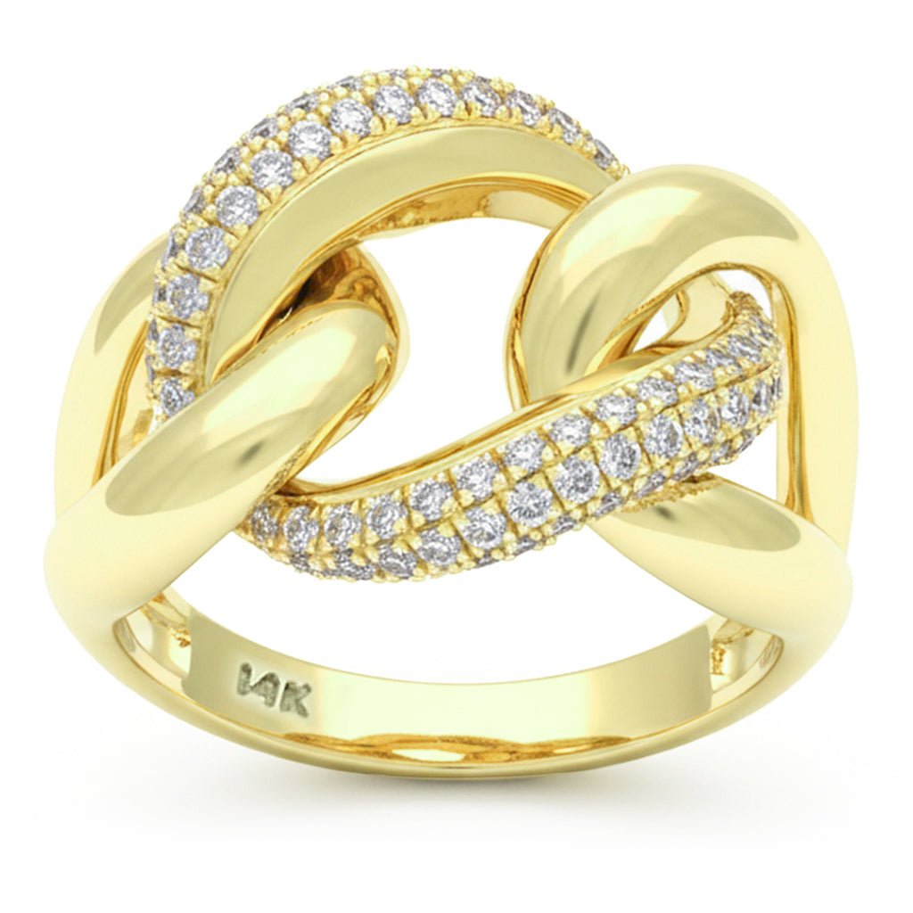 SPECIAL! .48ct G SI 14kt Yellow Gold Round Diamond Modern Chain Link Ring Size 6.5