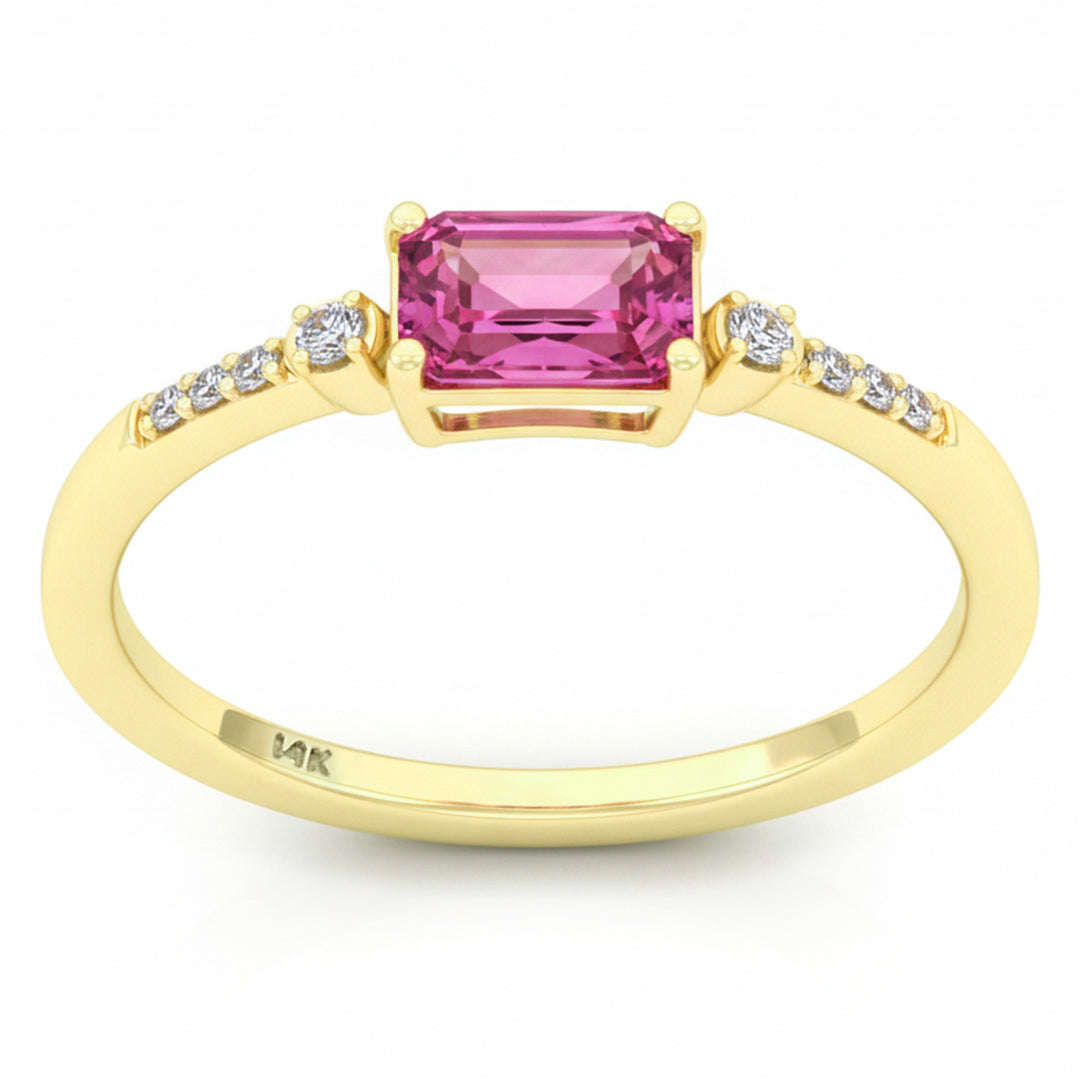 SPECIAL! .77ct G SI 14kt Yellow Gold Diamond & Pink Sapphire Gemstone Ring Size 6.5
