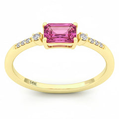 SPECIAL! .77ct G SI 14kt Yellow Gold Diamond & Pink Sapphire Gemstone Ring Size 6.5
