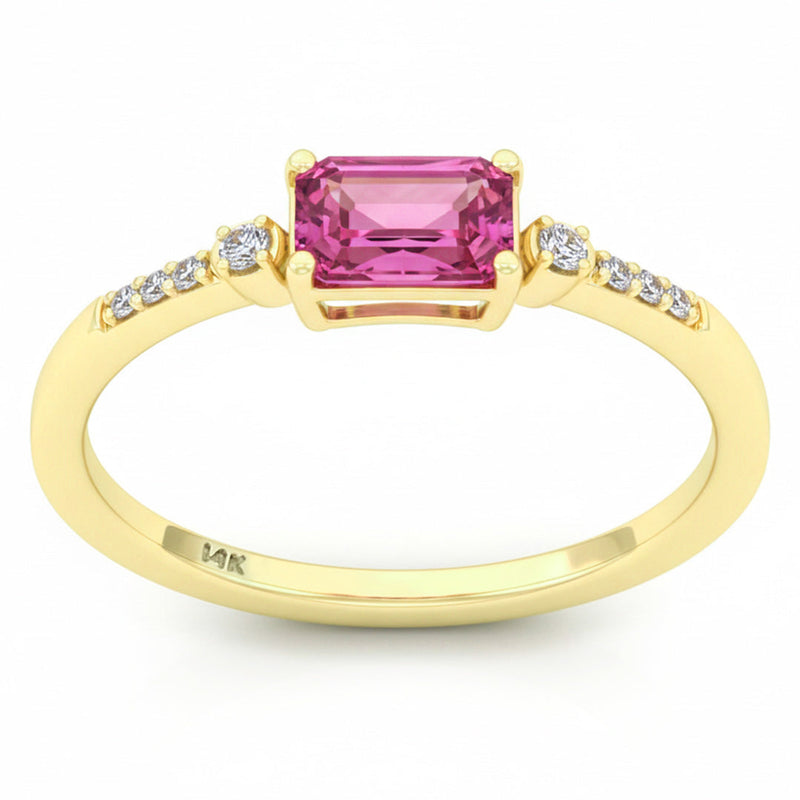 SPECIAL! .77ct G SI 14kt Yellow Gold Diamond & Pink Sapphire Gemstone Ring Size 6.5